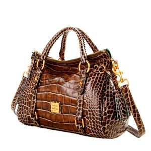 Rarely worn unique, rare, iconic Croco Fino small satchel in exotic embossed l…